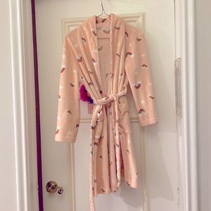 Robe kids from CrewCruts, in a size 12, in pink with with rainbows.